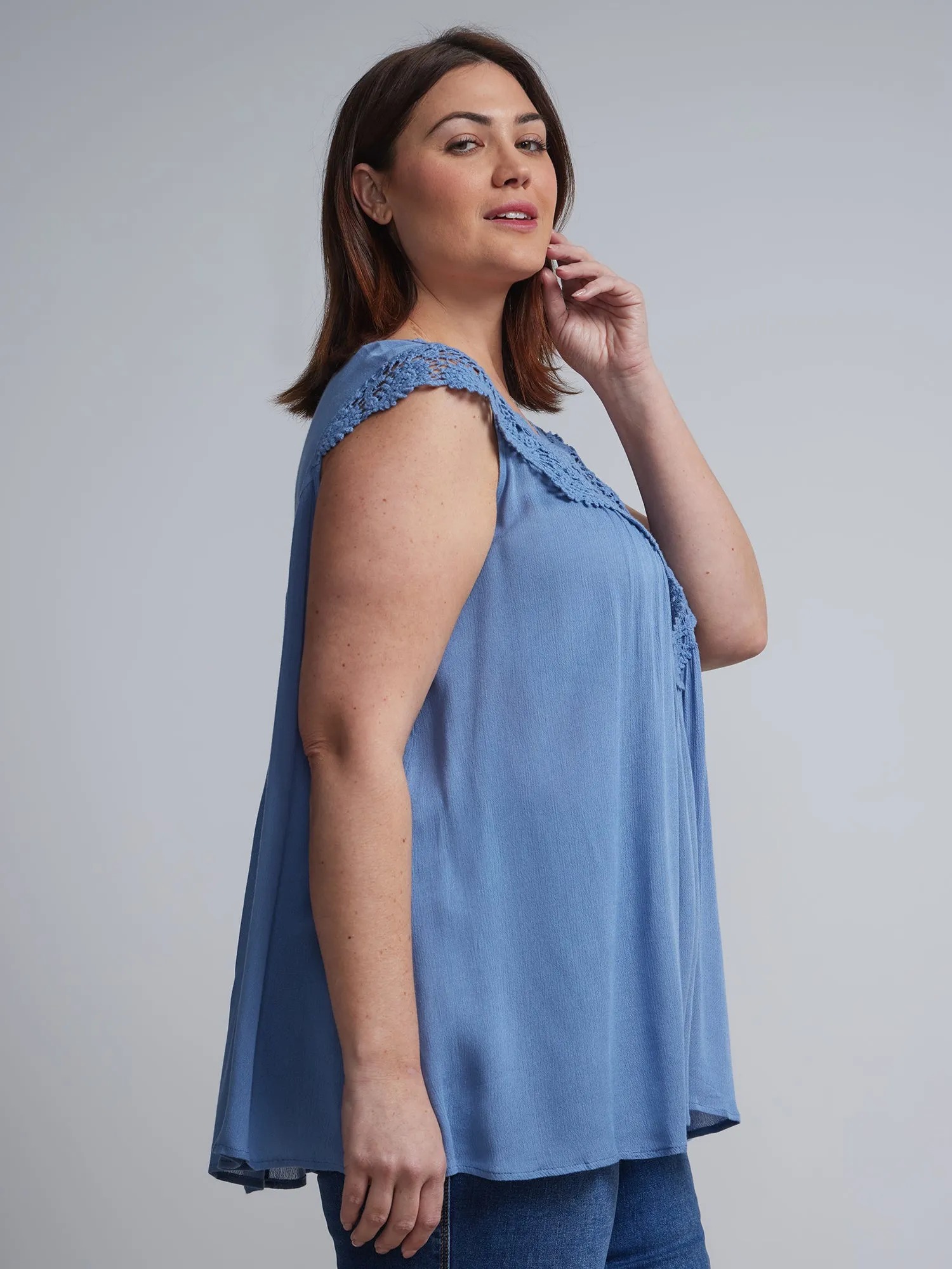 Plus Lace-Detail Relaxed Top
