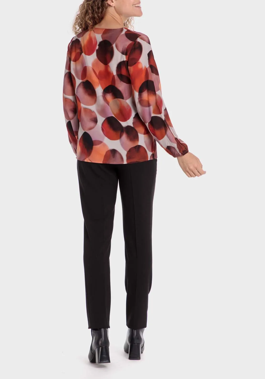 Printed Loose Fitting Blouse - Garnet