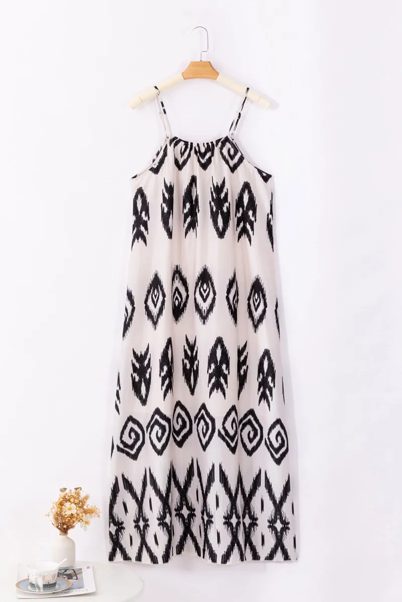 Printed Maxi White and Black Dress