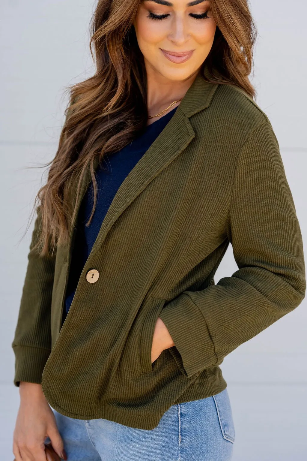 Ribbed Relaxed Sleeve Sweatshirt Blazer