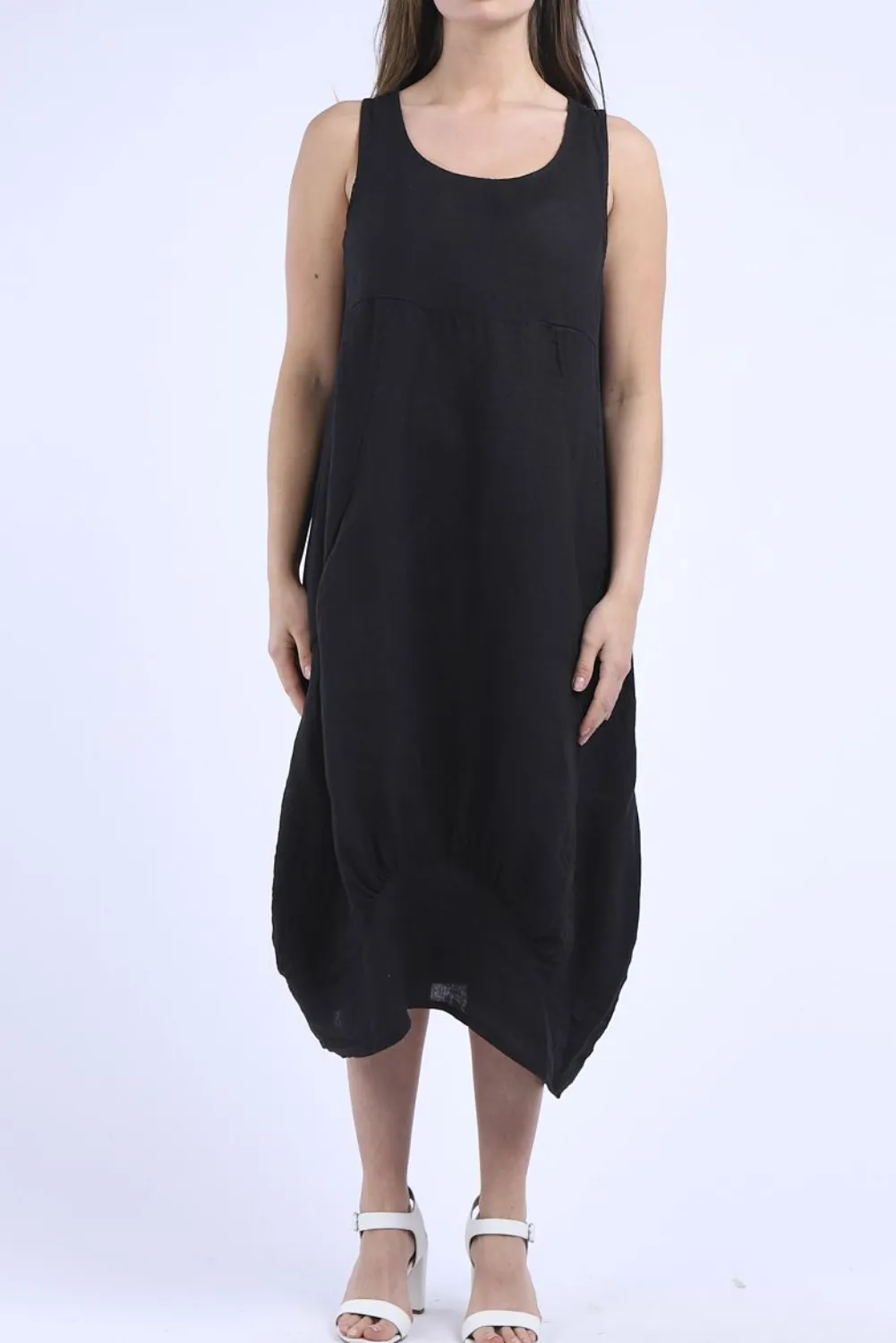 Round Neck, Ribbed Sides - Black