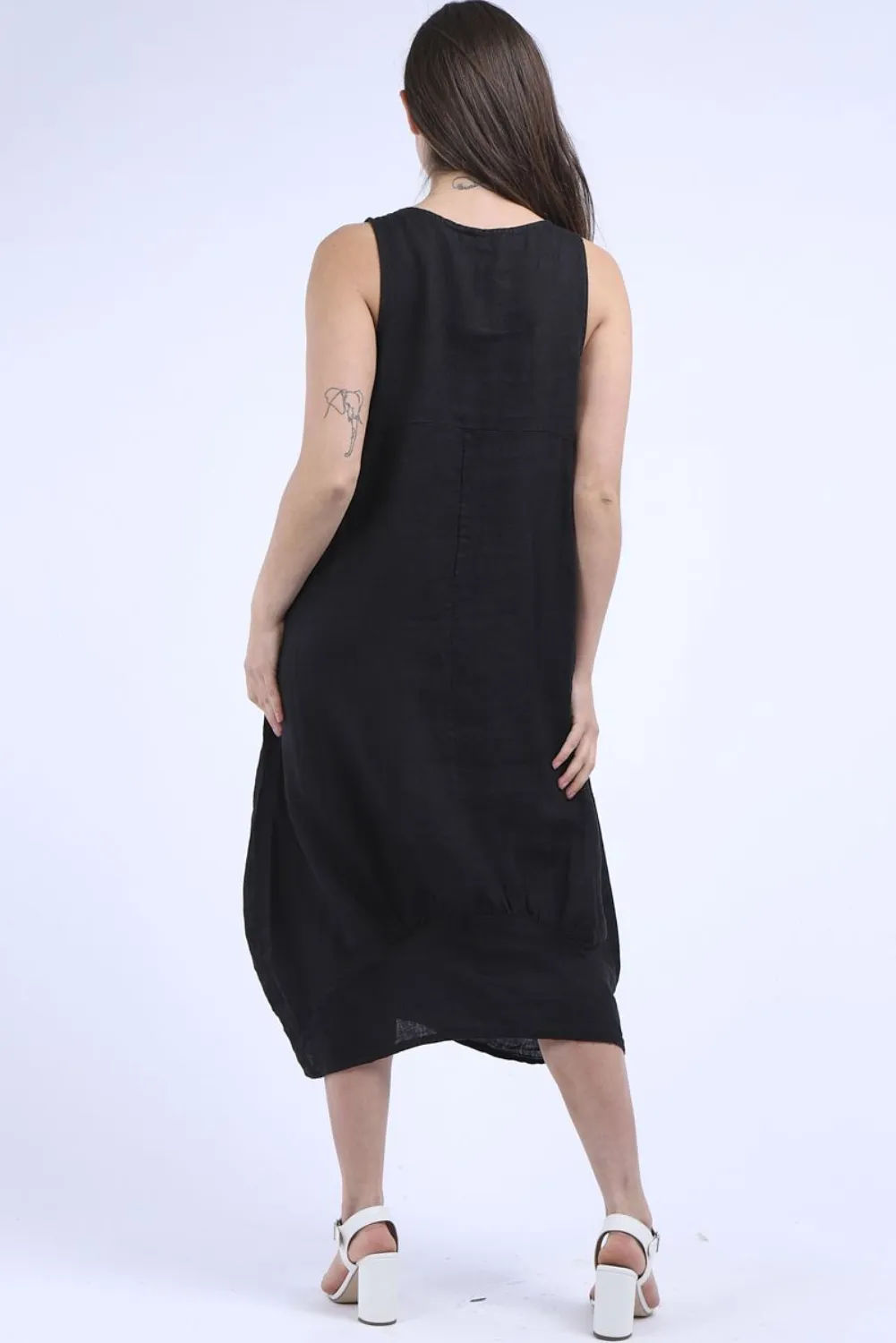 Round Neck, Ribbed Sides - Black