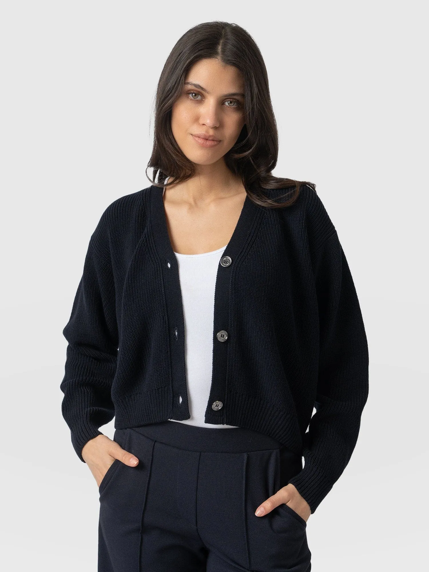 Soho Crop Cardigan - Navy