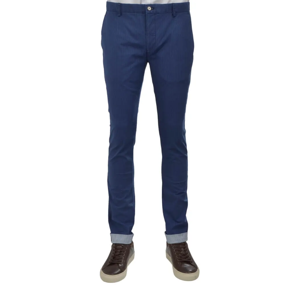 Striped Blue Double Face Chino Trousers