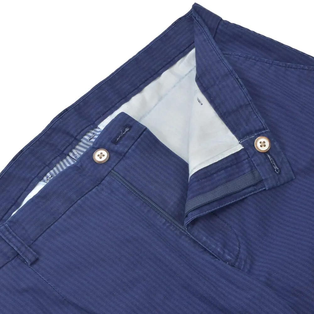 Striped Blue Double Face Chino Trousers