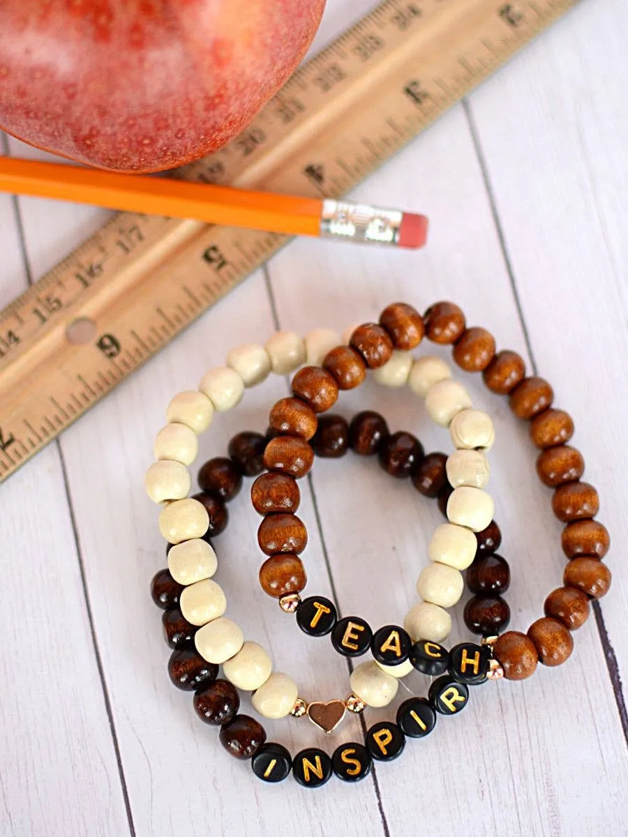 Teach Inspire Word Bracelet