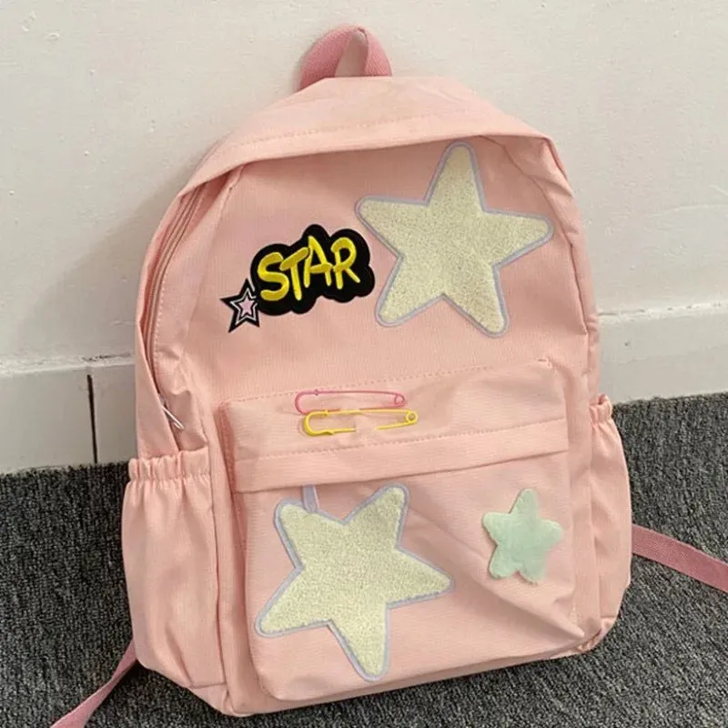 UAKISS  -  New Trendy Five Star Canvas Backpacks 2024 High-capacity Fashion School Bags Teenage Girls Preppy Rucksack Popular Bolsas Сумка