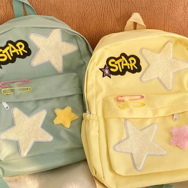UAKISS  -  New Trendy Five Star Canvas Backpacks 2024 High-capacity Fashion School Bags Teenage Girls Preppy Rucksack Popular Bolsas Сумка