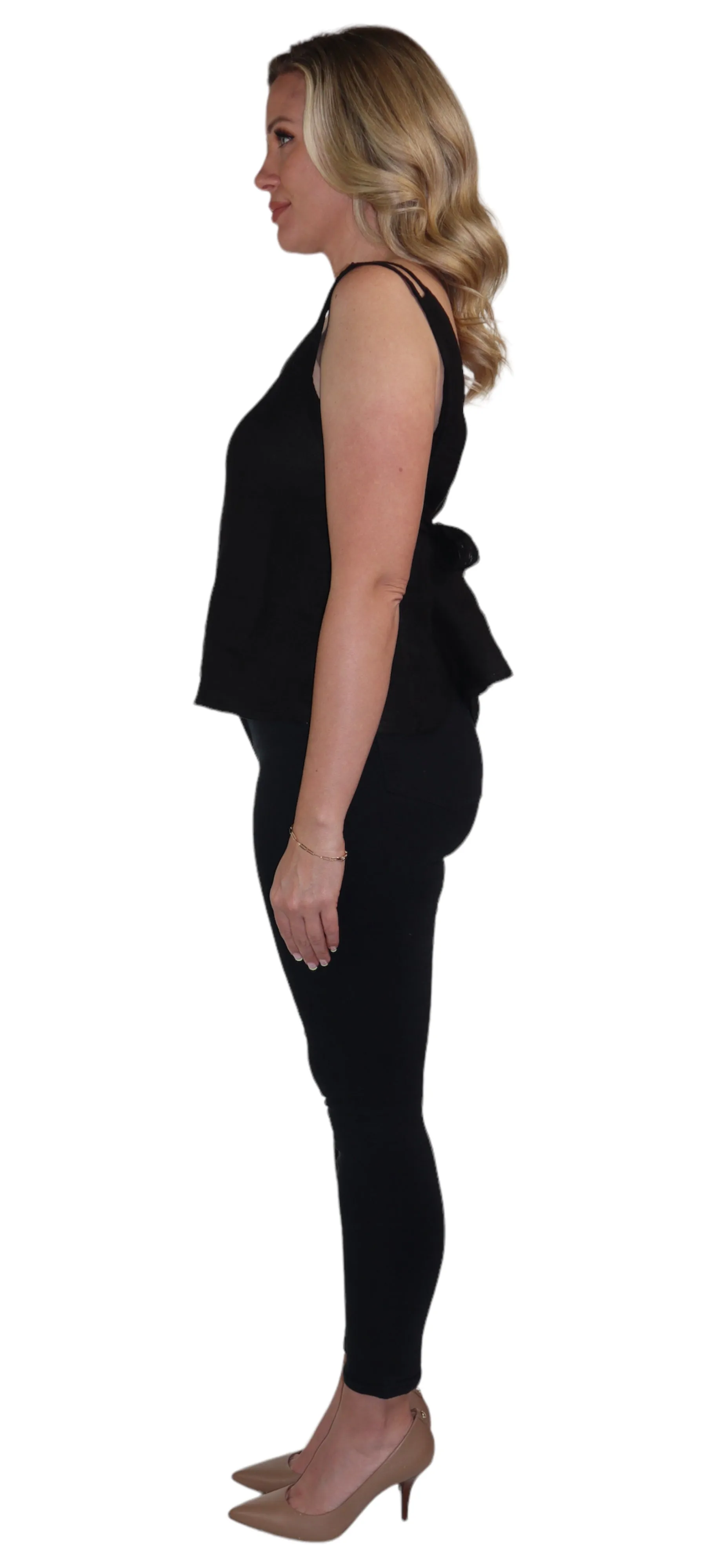 Women's 100% Linen Sleeveless Crop Tank Top Tunic with Bowtie Back